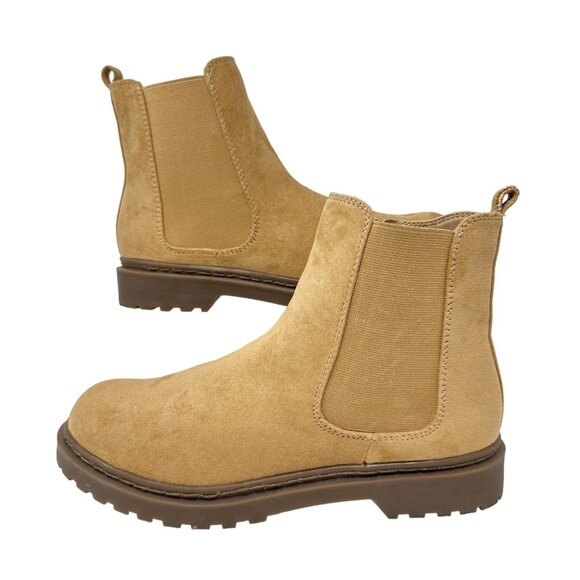 American Eagle Outfitters Womens 9 Tan Faux Suede Chelsea Boot Side Zip Shoes - Picture 14 of 14